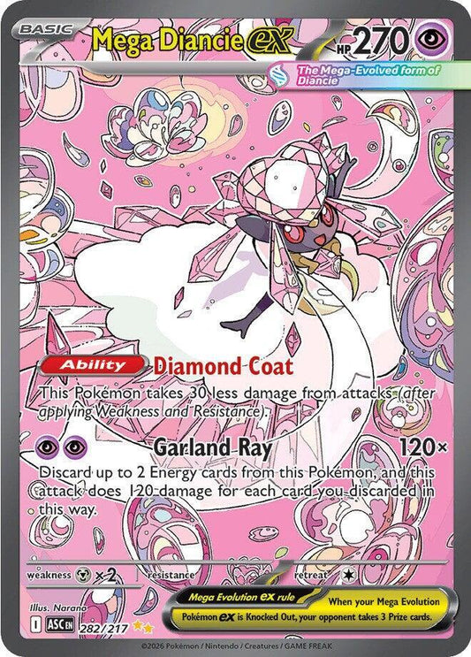 Mega Diancie ex Ascended Heroes 282/217 Holo Near Mint Pokemon card