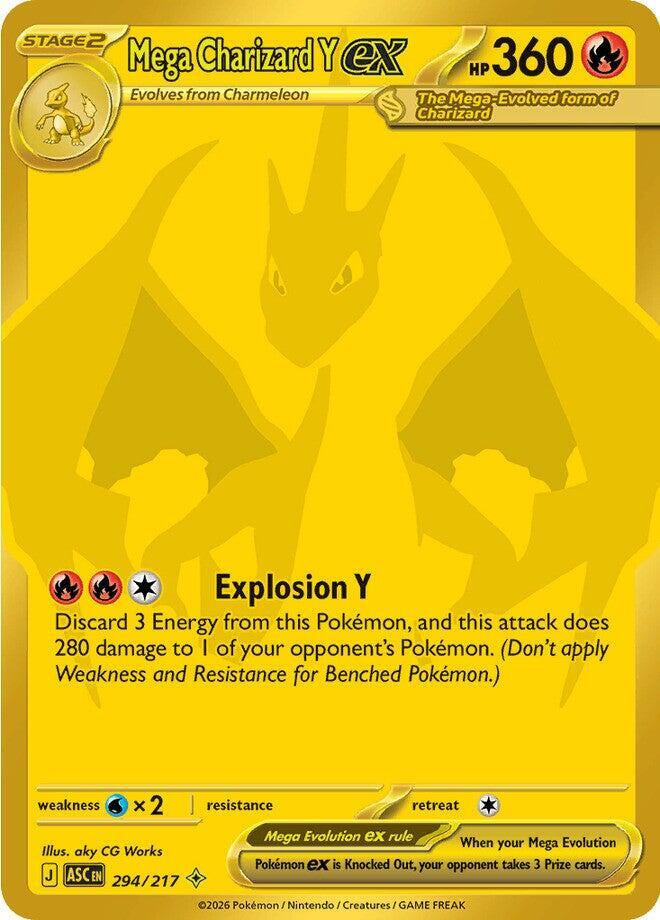 Mega Charizard Y ex 294/217 Gold Hyper Rare Near Mint Pokemon card
