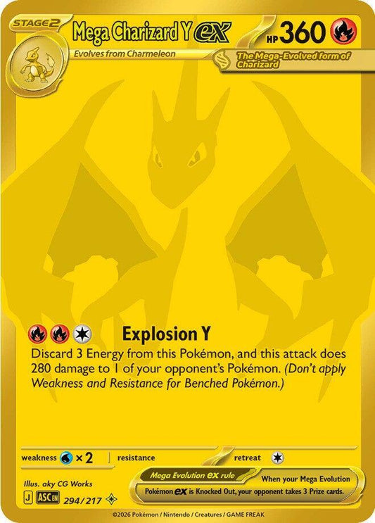 Mega Charizard Y ex 294/217 Gold Hyper Rare Near Mint Pokemon card