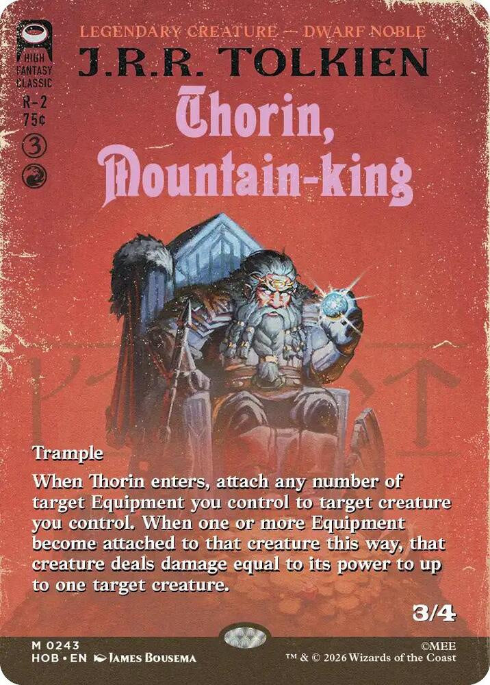 Thorin, Mountain-king Borderless #243 from The Hobbit (HOB) Near Mint Mythic Rare Magic: The Gathering legendary Dwarf Noble featuring premium Middle-earth artwork.