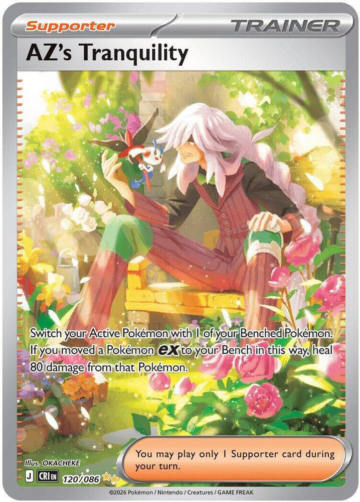 Pokémon AZ's Tranquility 120/086 Chaos Rising Special Illustration Rare Holo English trading card in Near Mint condition.
