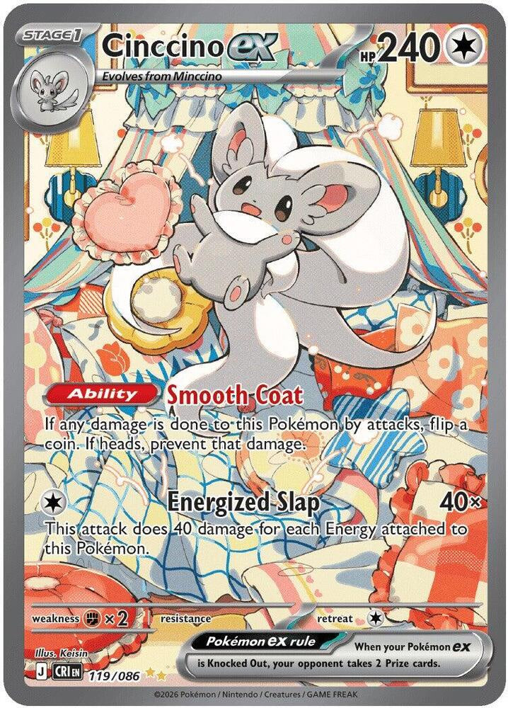 Pokemon Cinccino ex SIR 119/086 Chaos Rising Near Mint Pokemon Card