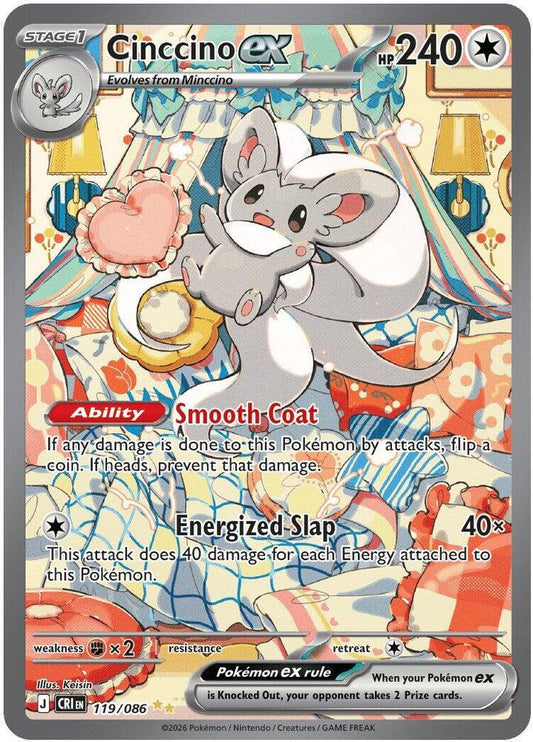 Pokemon Cinccino ex SIR 119/086 Chaos Rising Near Mint Pokemon Card