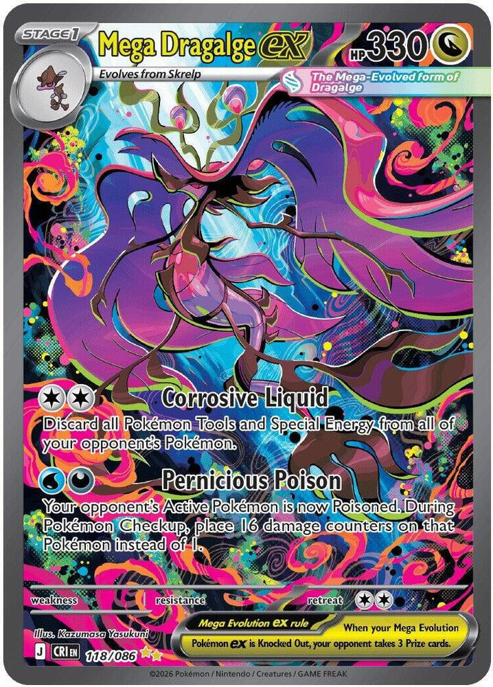 Mega Dragalge ex 118/086 Special Illustration Rare Chaos Rising Near Mint Pokemon Card