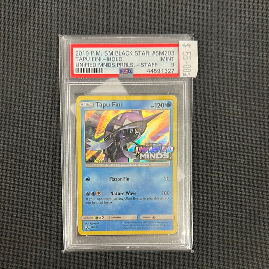 PSA 9 Tapu Fini STAFF Prerelease Promo SM203 | Pokémon Unified Minds (2019)