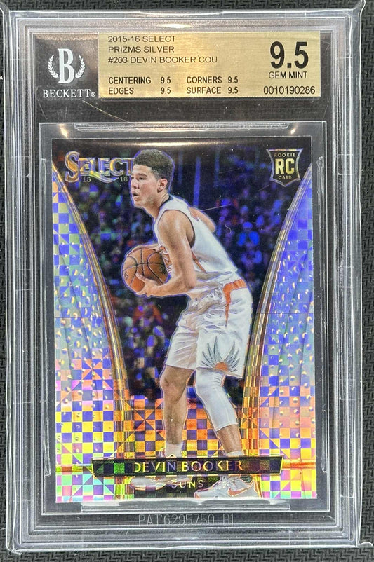 2015 Panini Select Devin Booker Rookie Card #203 Silver Prizm graded BGS 9.5 Gem Mint