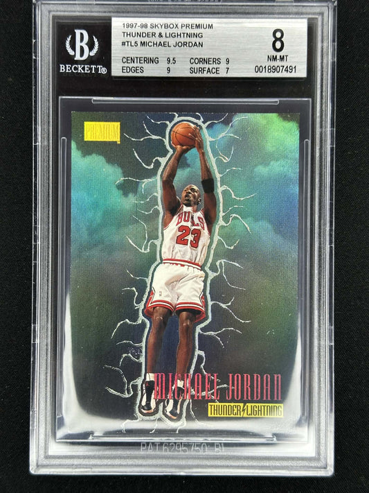 1997 SkyBox Premium Michael Jordan Thunder and Lightning #TL5 BGS 8 graded basketball card