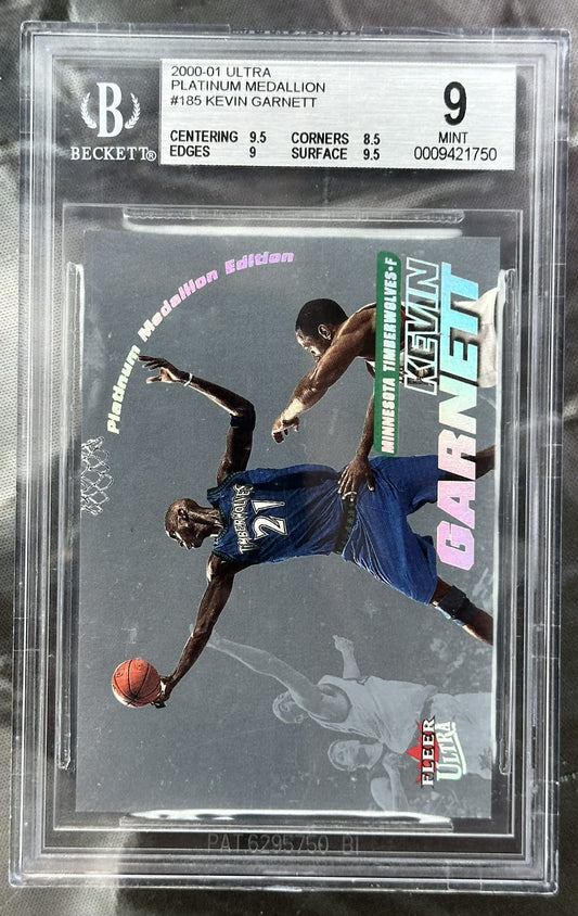2000 Fleer Ultra Kevin Garnett Platinum Medallion #185 BGS 9 Mint graded basketball card