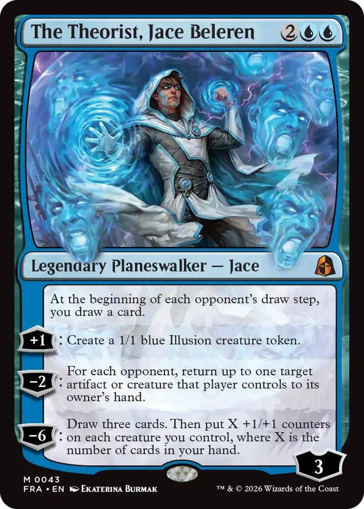 The Theorist, Jace Beleren Mythic Rare Legendary Planeswalker card from Magic the Gathering Reality Fracture FRA.