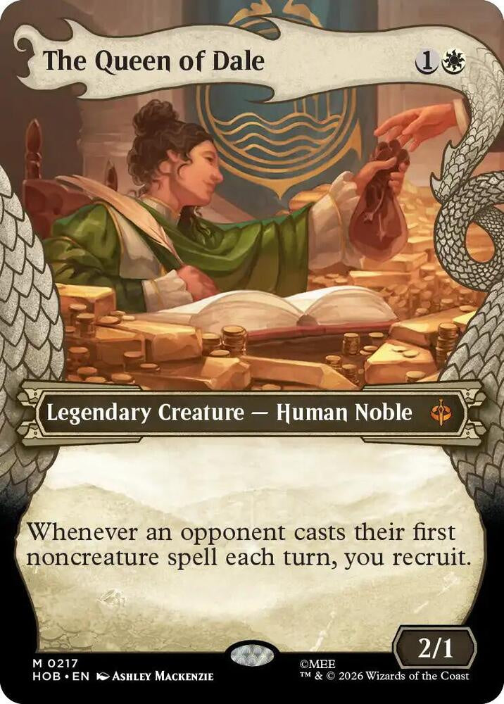 Showcase The Queen of Dale from The Hobbit (HOB) Near Mint Magic: The Gathering legendary creature with premium Middle-earth artwork.
