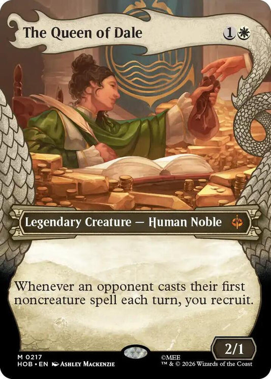 Showcase The Queen of Dale from The Hobbit (HOB) Near Mint Magic: The Gathering legendary creature with premium Middle-earth artwork.
