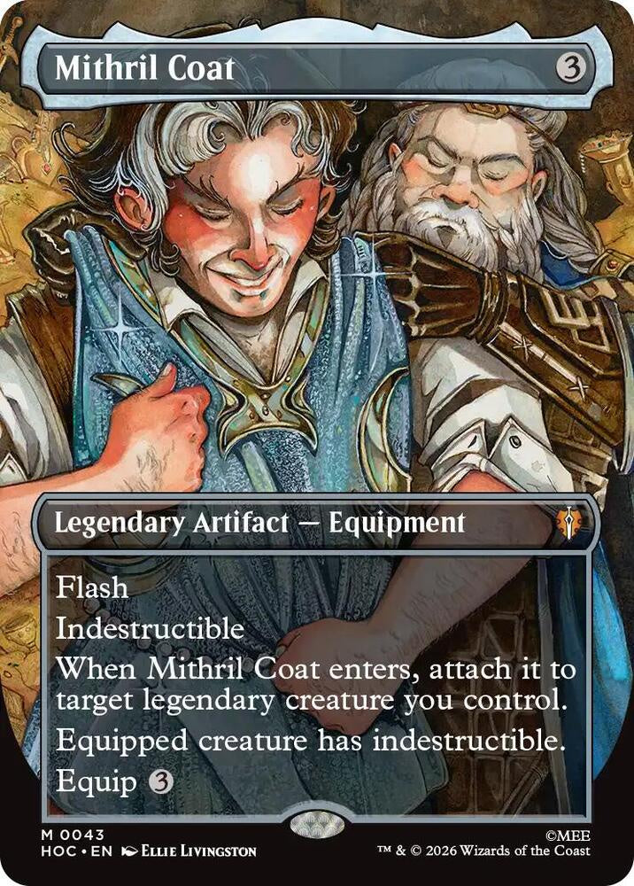 Mithril Coat Borderless #43 from The Hobbit: Eternal-Legal (HOC) Near Mint Mythic Rare Magic: The Gathering legendary Equipment card.