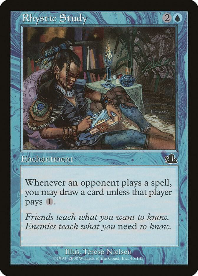 Rhystic Study #45 from Magic the Gathering Prophecy PCY, Near Mint non-foil original 2000 Common blue Enchantment.