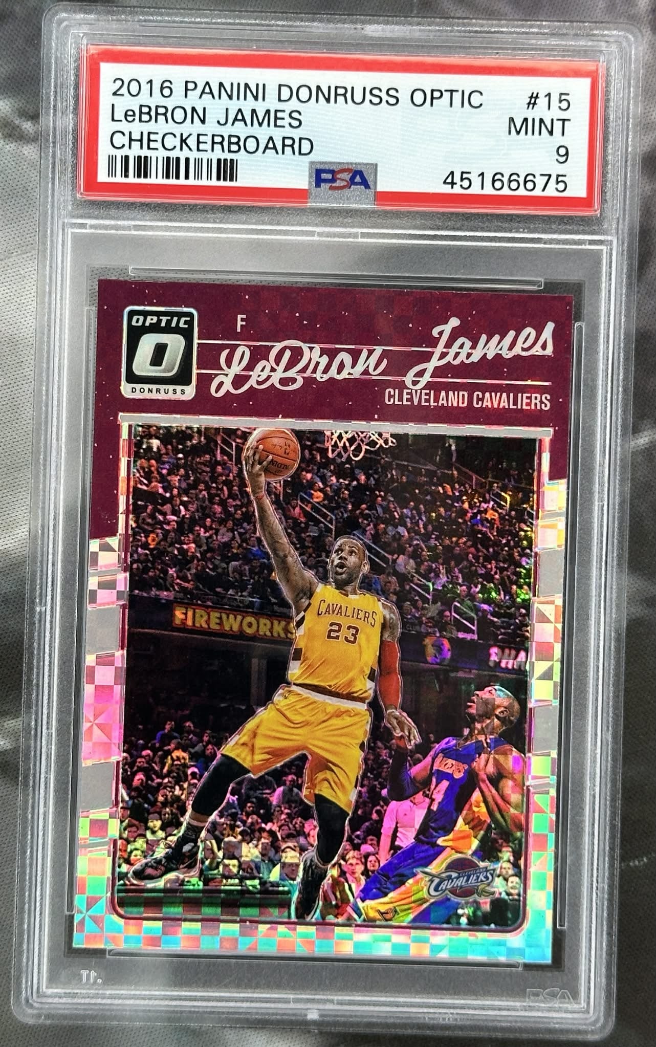 2016-17 Panini Donruss Optic LeBron James Checkerboard #15 PSA 9 Mint graded basketball card