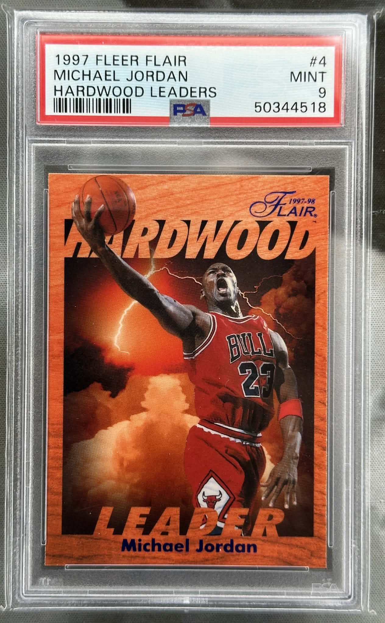 1997 Fleer Flair Michael Jordan Hardwood Leaders #4 PSA 9 Mint graded basketball card
