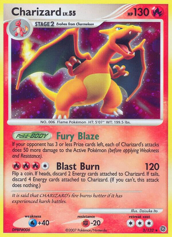 2007 Pokémon Secret Wonders Charizard Holo Rare 3/132 English card in Lightly Played condition.