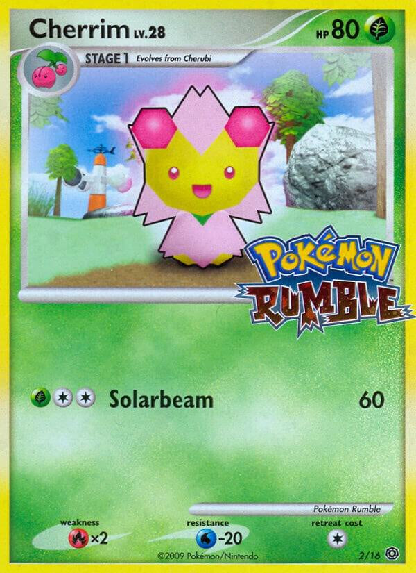 Pokémon Rumble Cherrim 2/16 Stamped Promo Holo Moderately Played 2009 Pokémon trading card with exclusive Rumble stamp.