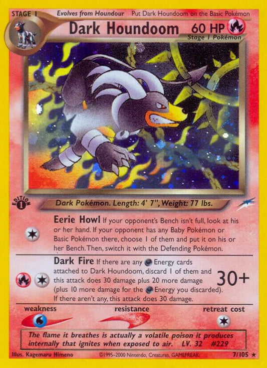 2002 Pokémon Neo Destiny Dark Houndoom Holo 7/105 1st Edition NM/LP