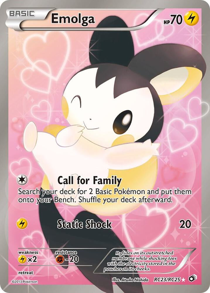 Pokémon Emolga RC23/RC25 Legendary Treasures Radiant Collection Holo English trading card in Lightly Played condition.