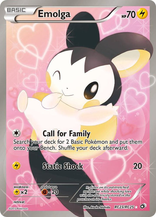 Pokémon Emolga RC23/RC25 Legendary Treasures Radiant Collection Holo English trading card in Lightly Played condition.