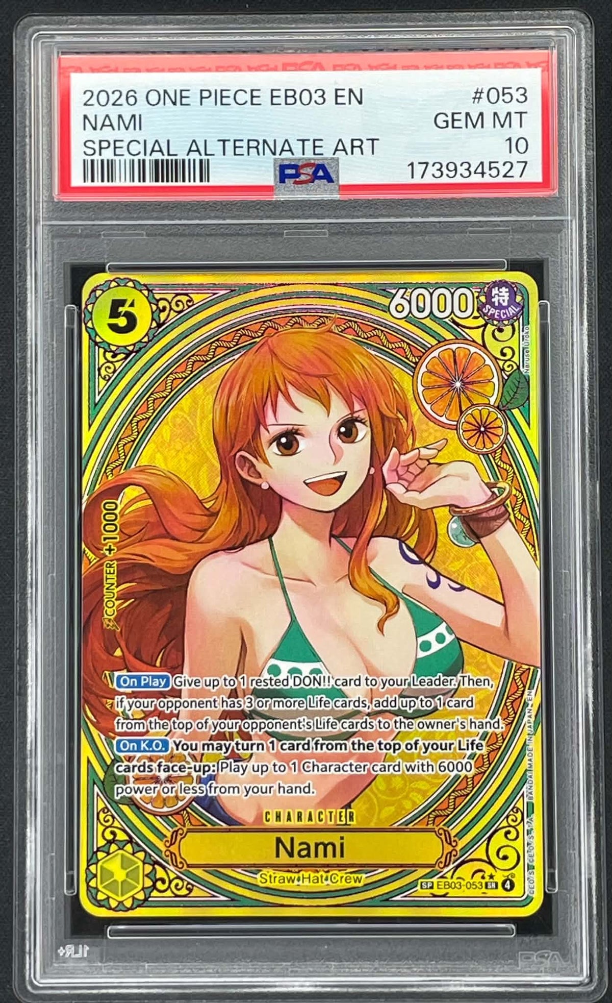 Nami EB03-053 SP Special Alternate Art One Piece Heroines Edition EB-03 card graded PSA 10 Gem Mint