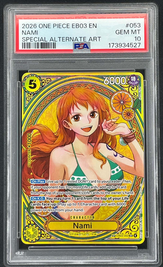 Nami EB03-053 SP Special Alternate Art One Piece Heroines Edition EB-03 card graded PSA 10 Gem Mint