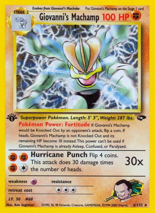 2000 Pokémon Gym Challenge Giovanni's Machamp 6/132 1st Edition Holo Rare NM/VLP