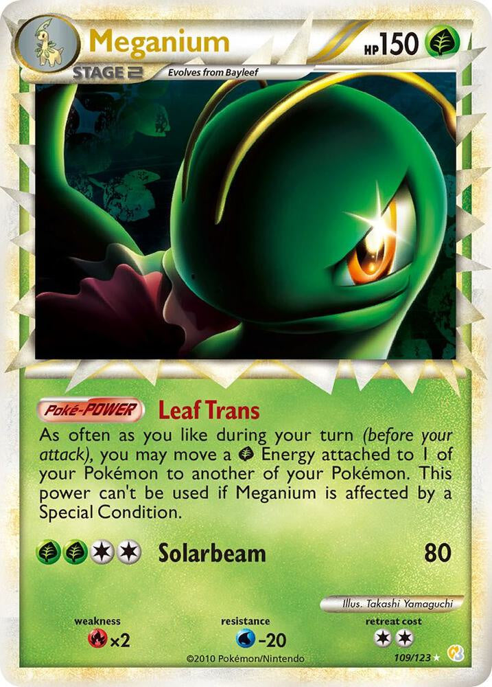 Pokemon Meganium Prime 109/123 HeartGold SoulSilver Holo NM-LP Card
