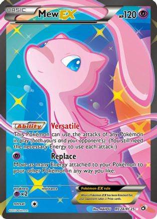Mew EX RC24/RC25 Full Art Ultra Rare Generations Radiant Collection Pokémon trading card in Moderately Played condition.
