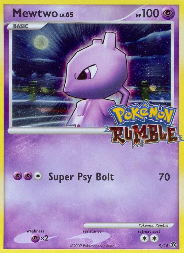 2009 Pokémon Rumble Mewtwo 9/16 Holo Stamped English Pokémon TCG card in Lightly Played condition.