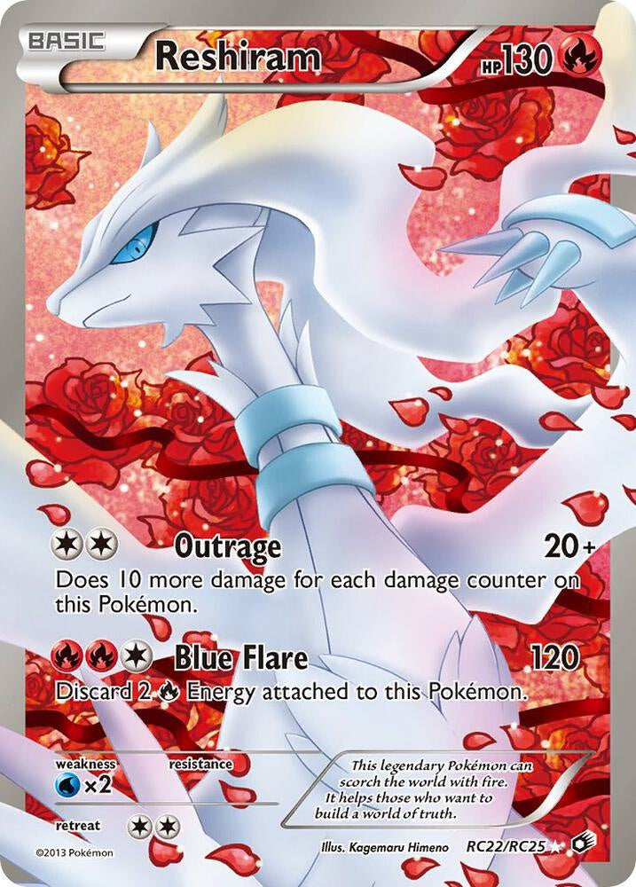 Pokémon Reshiram RC22/RC25 Legendary Treasures Radiant Collection Full Art Holo Card NM–LP Condition