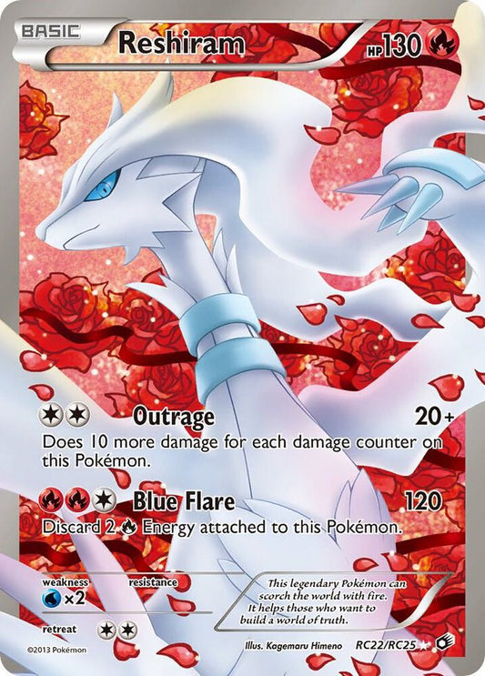 Pokémon Reshiram RC22/RC25 Legendary Treasures Radiant Collection Full Art Holo Card NM–LP Condition