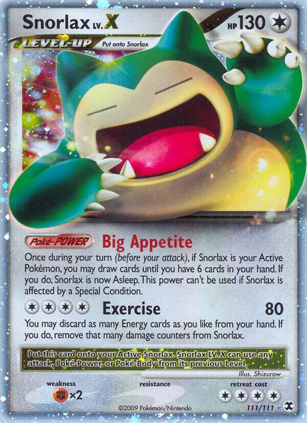 Snorlax LV.X Ultra Rare Holographic Pokémon Card 111/111 Rising Rivals – LP