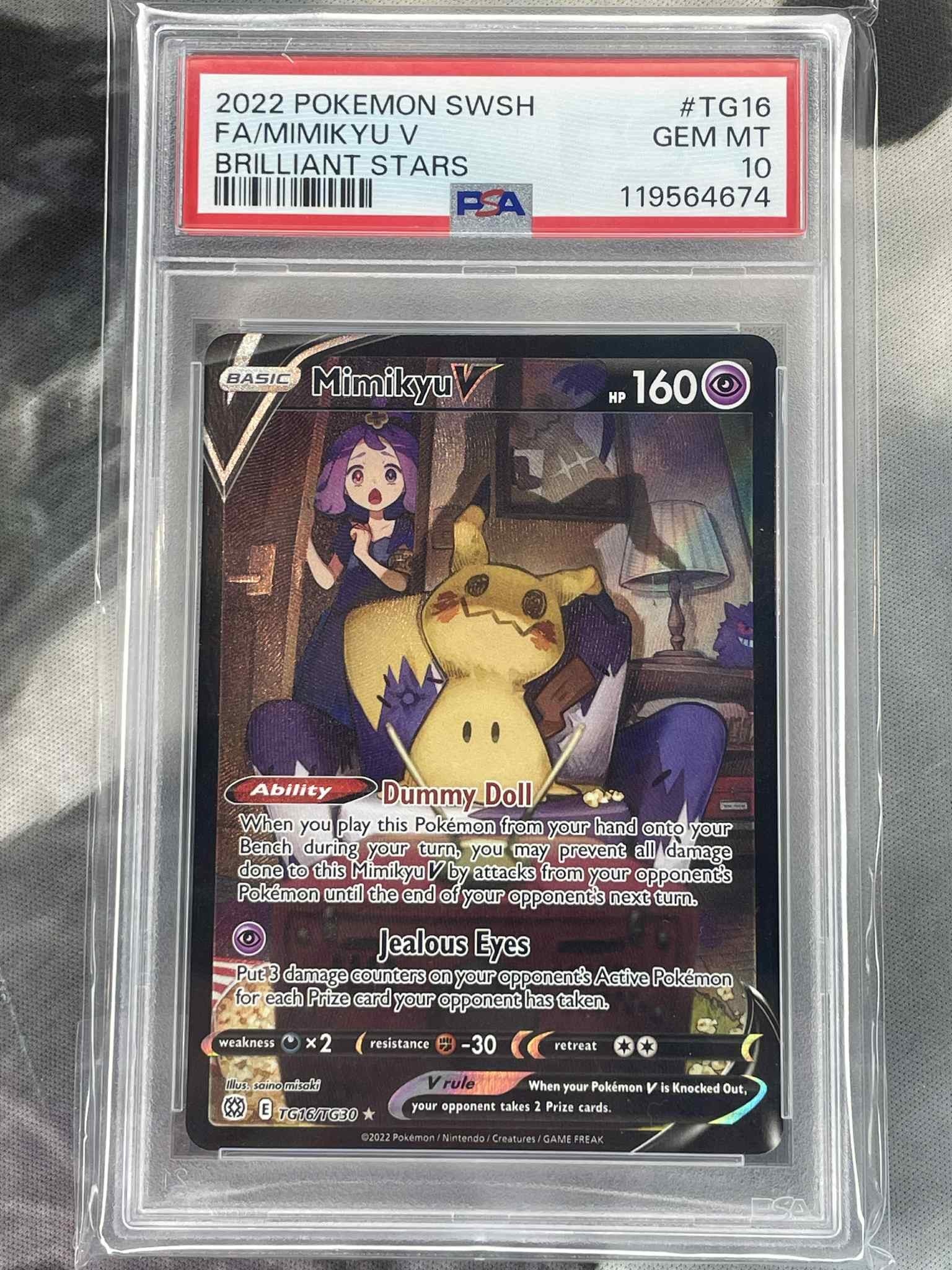 2022 Pokémon Mimikyu V TG16/TG30 Trainer Gallery PSA 10 graded card