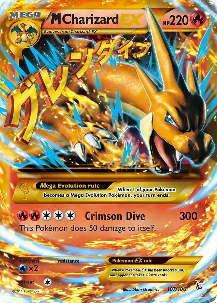 Pokémon M Charizard EX 13/108 XY Evolutions Ultra Rare Holo English Lightly Played trading card.