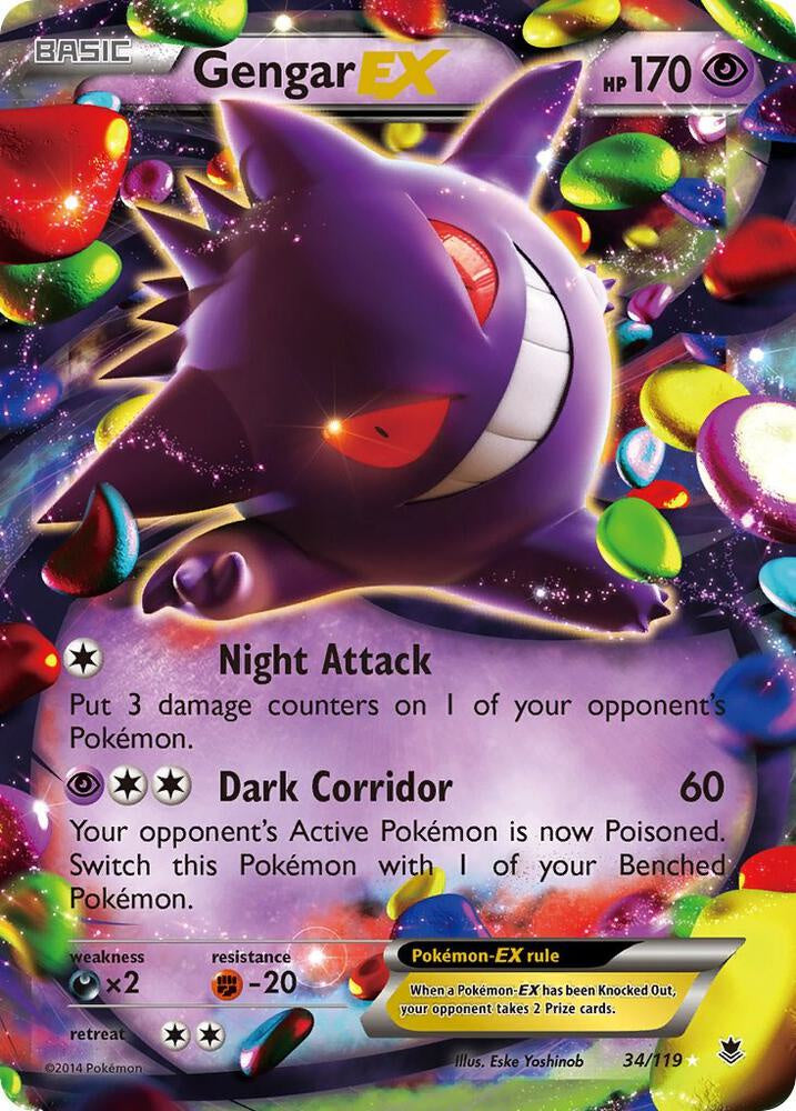 Gengar EX Phantom Forces 34/119 Full Art Lightly Played Pokemon card