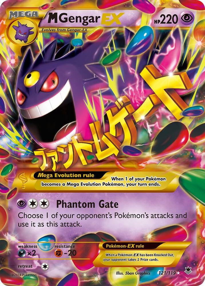 2014 Pokémon M Gengar EX 121/119 XY Phantom Forces Secret Rare Holo English card in Lightly Played condition.