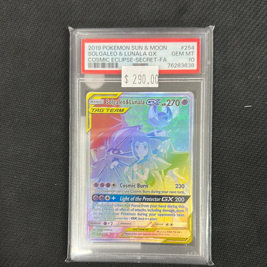 PSA 10 Solgaleo & Lunala GX 254/236 Secret Rare | Pokémon Cosmic Eclipse GEM MINT