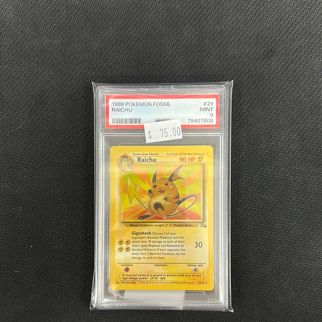 Raichu Pokemon Fossil 1999 PSA 9