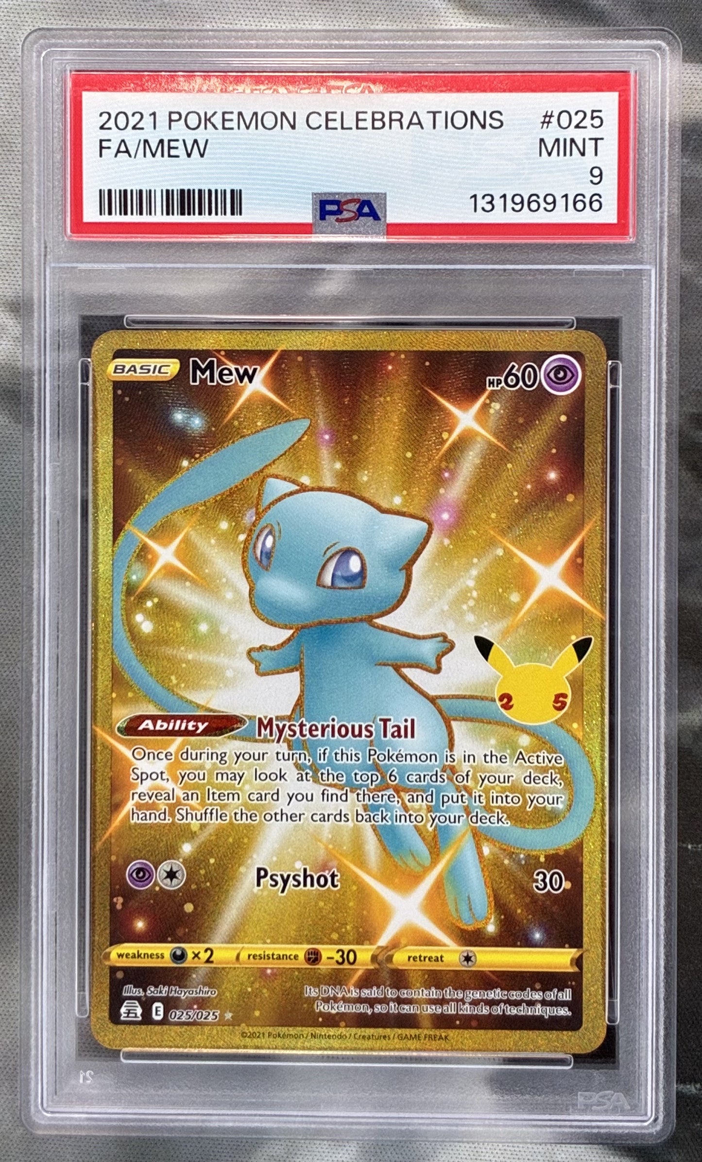 2021 Pokémon Celebrations Full Art Mew #025 Card PSA 9 Mint
