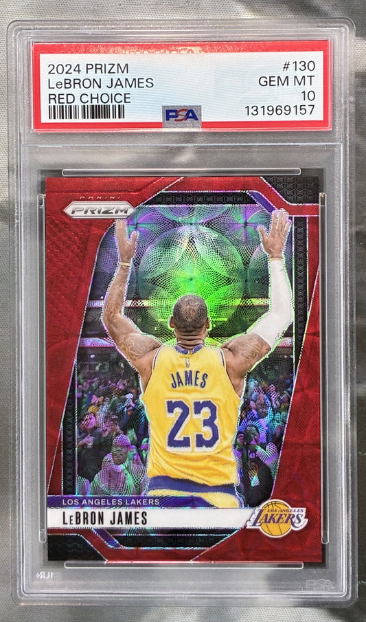 2024-25 Panini Prizm LeBron James #130 Red Choice /88 Chalk Toss PSA 10 POP 8