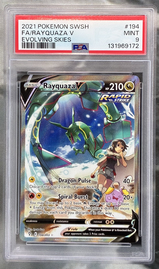 2021 Pokémon Evolving Skies Rayquaza V Alternate Art #194/203 PSA 9 Mint