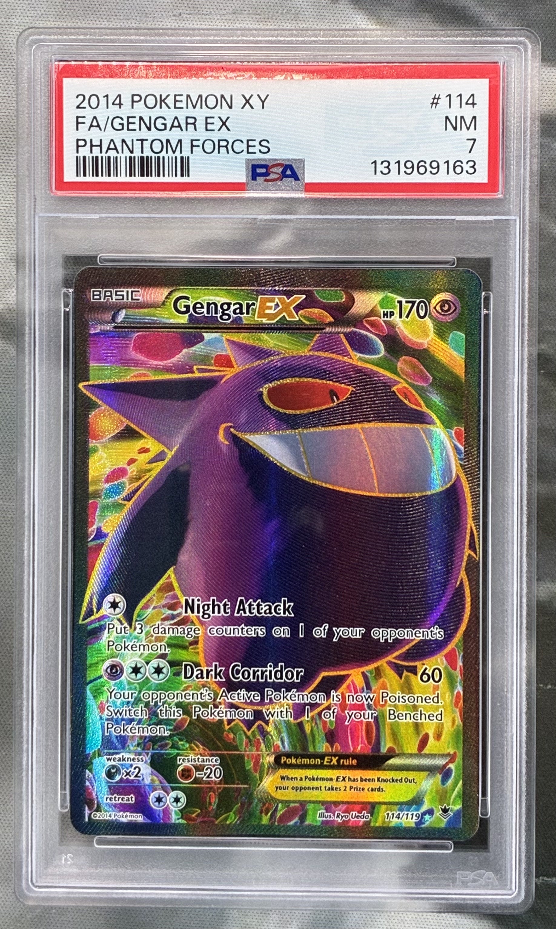 2014 Pokémon XY Phantom Forces Gengar EX Full Art Holo #114/119 PSA 7 Near Mint