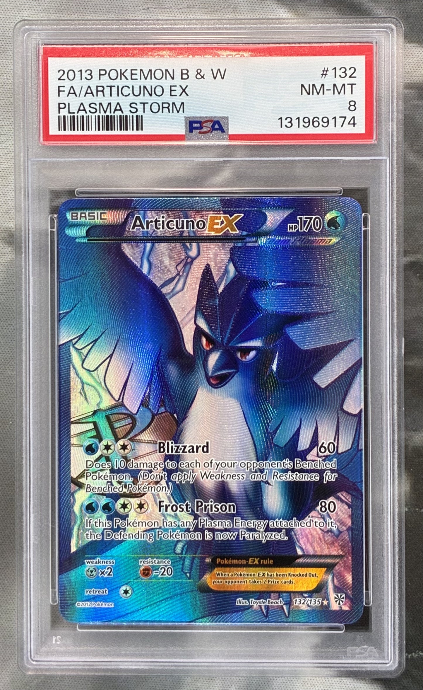 Pokémon Articuno EX Full Art Holo #132/135 Plasma Storm PSA 8 Near Mint–Mint