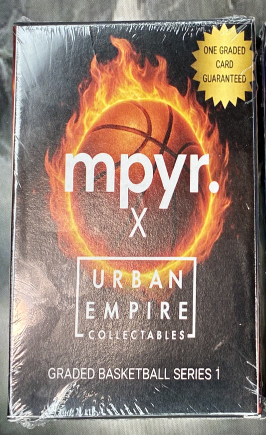 MYPR Graded Basketball Series 1 repack featuring 10 graded basketball cards. A premium slabbed card experience for collectors and hobby fans.