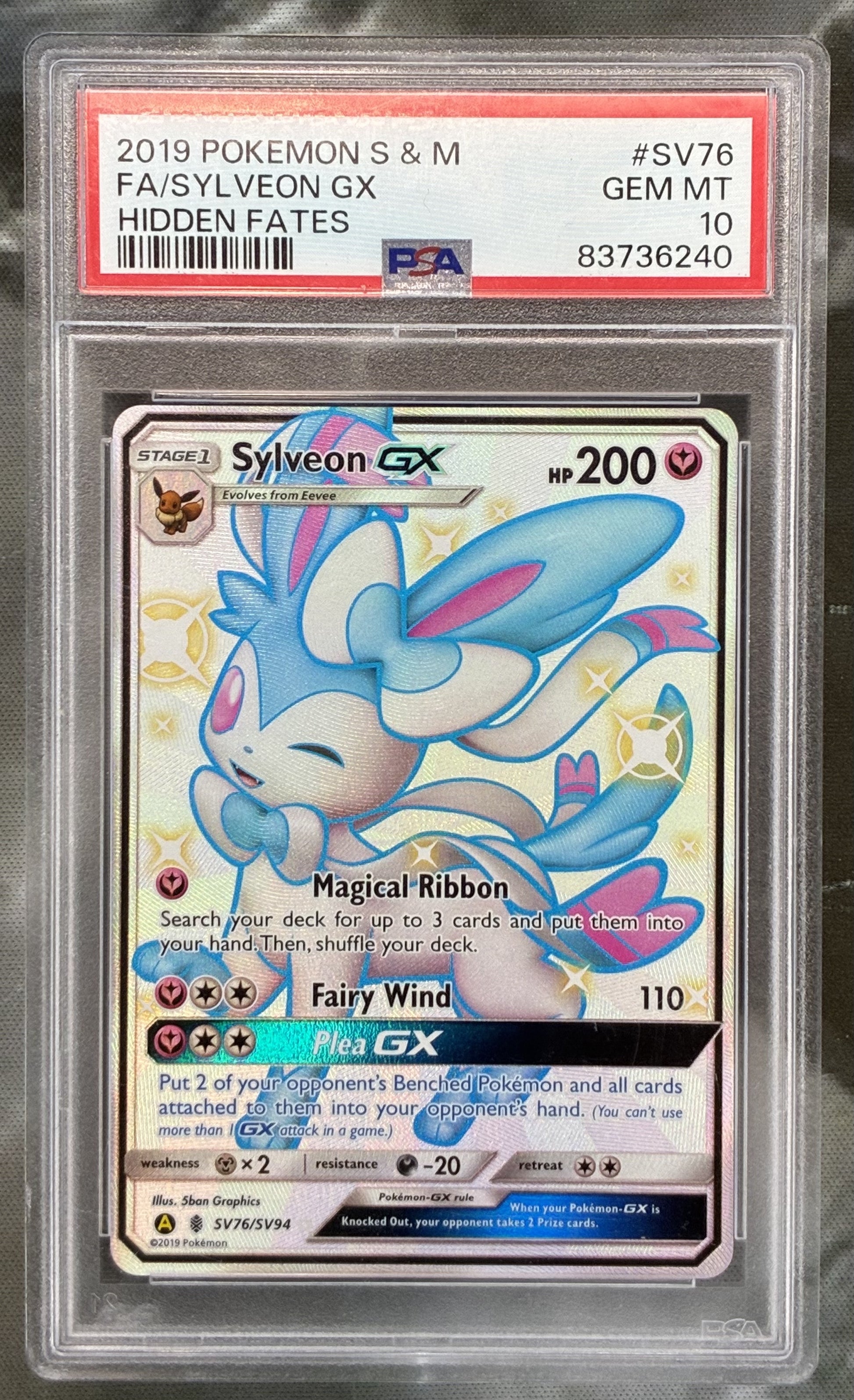 Pokémon Sylveon GX Shiny Full Art SV76/SV94 Hidden Fates PSA 10 Gem Mint