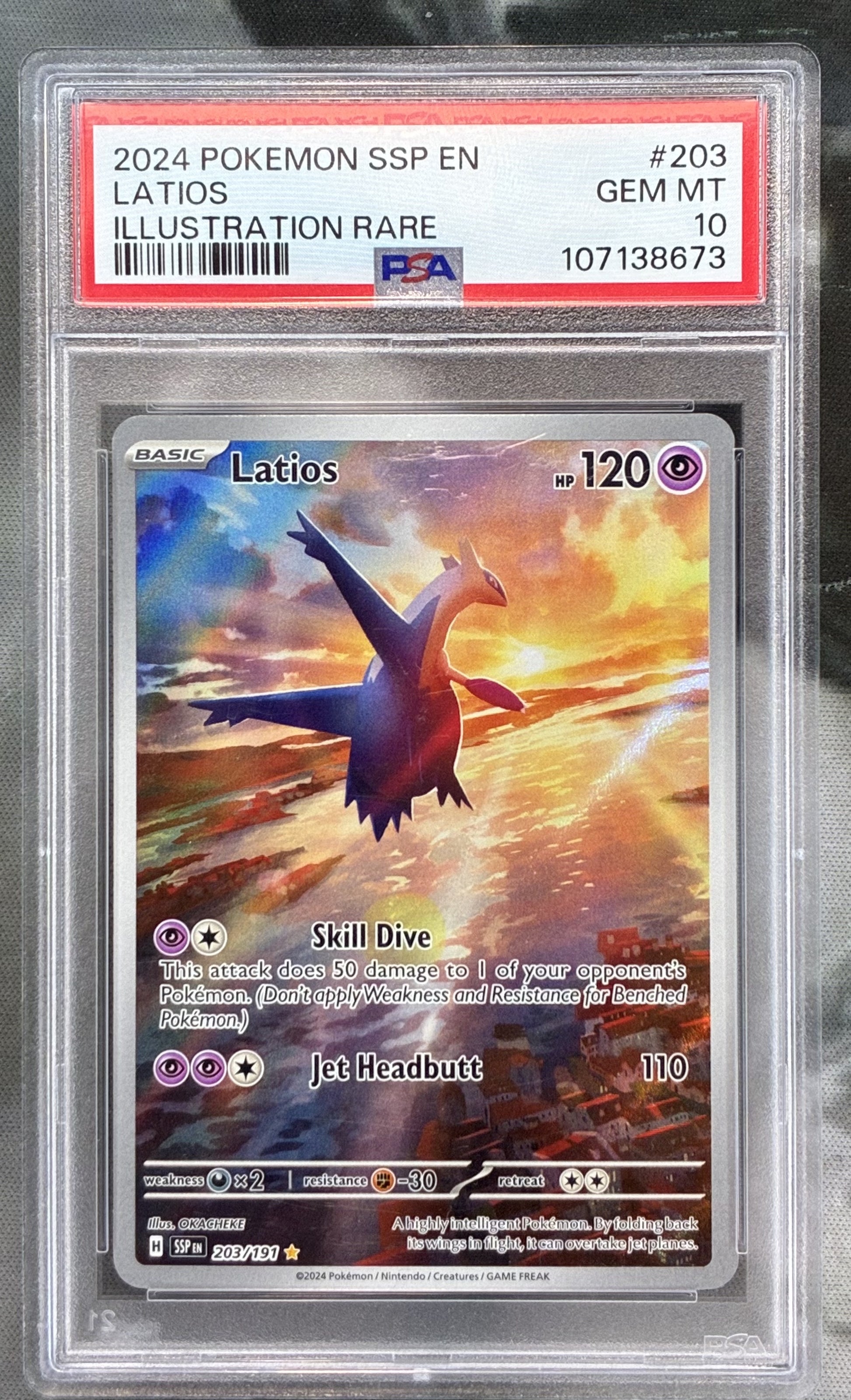 Pokémon Latios Illustration Rare 203/191 Surging Sparks PSA 10 Gem Mint