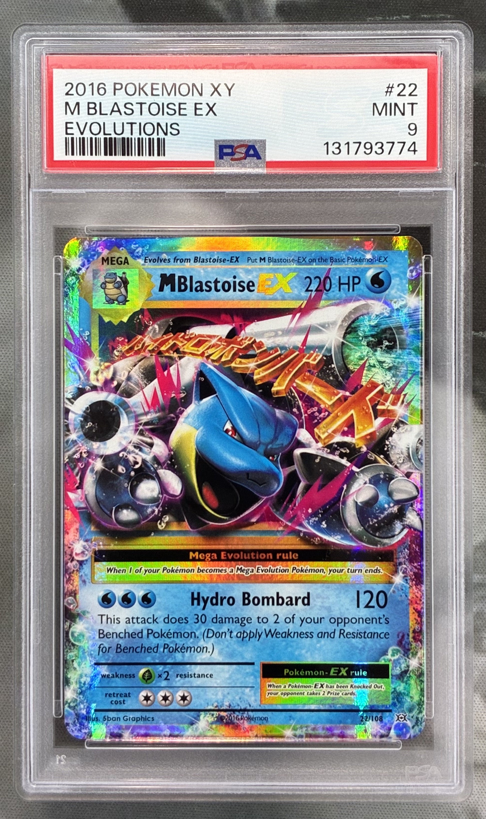2016 Pokémon M Blastoise EX 22/108 XY Evolutions PSA 9 Mint