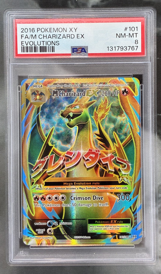 2016 Pokémon M Charizard EX Full Art 101/108 XY Evolutions PSA 8 Near Mint–Mint