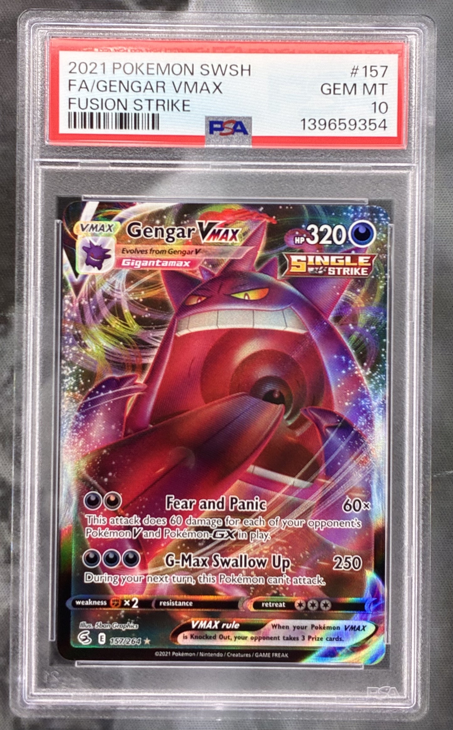 Pokémon Gengar VMAX 157/264 Fusion Strike Holo PSA 10 Gem Mint